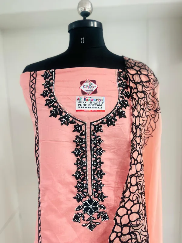 Peach_Party_Wear_Viscose_Embroidery_Unstitched_Suit_For_Women