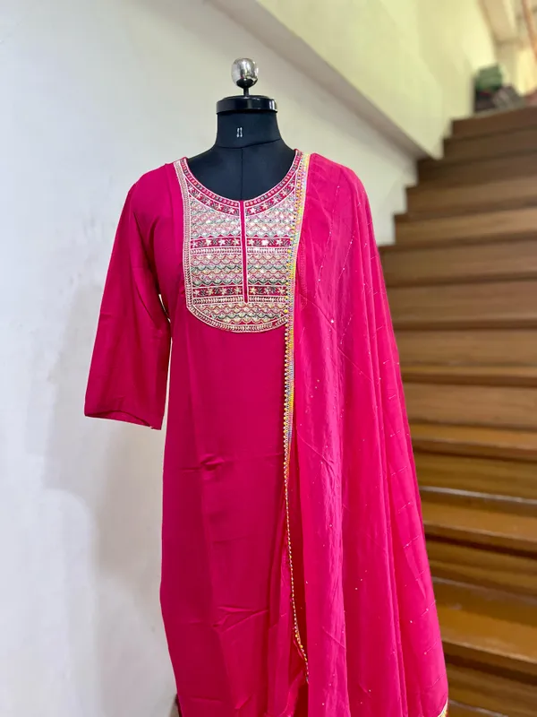 Pink_Rayon_Stiched_Kurti_Set_For_Women