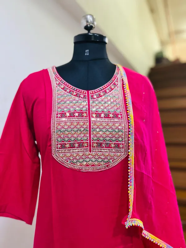 Pink_Rayon_Stiched_Kurti_Set_For_Women