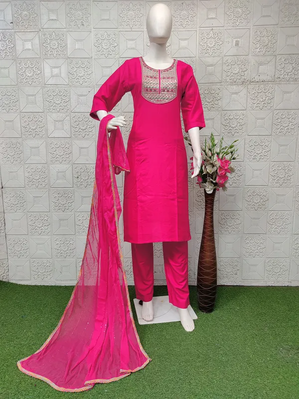 Pink_Rayon_Stiched_Kurti_Set_For_Women