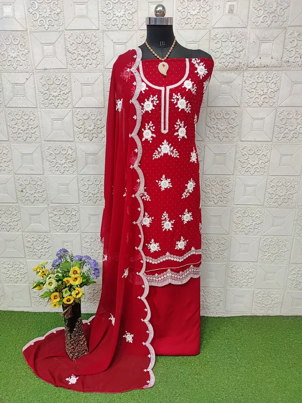 Red_Georgette_Party_Wear_Traditional_Embroidery_Unstitched_Suit_For_Women