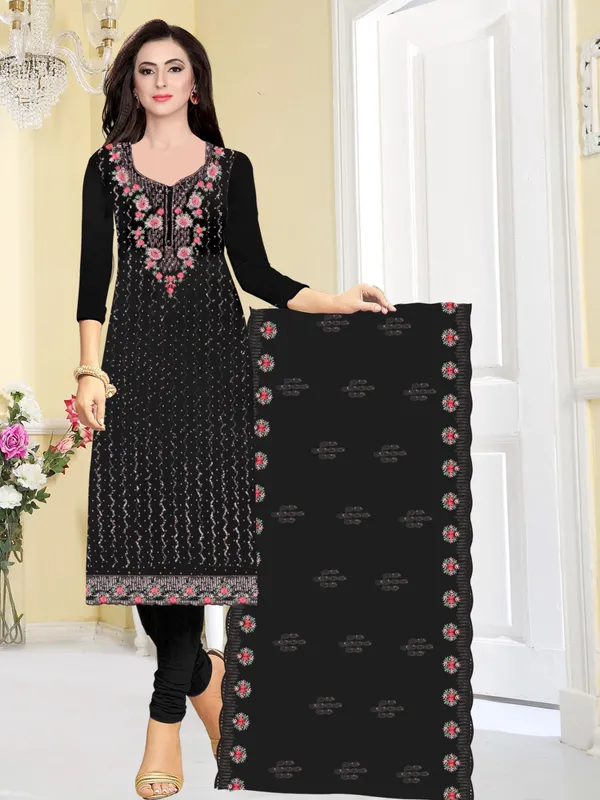 Black_Georgette_Party_Wear_Traditional_Embroidery_Unstitched_Suit_For_Women