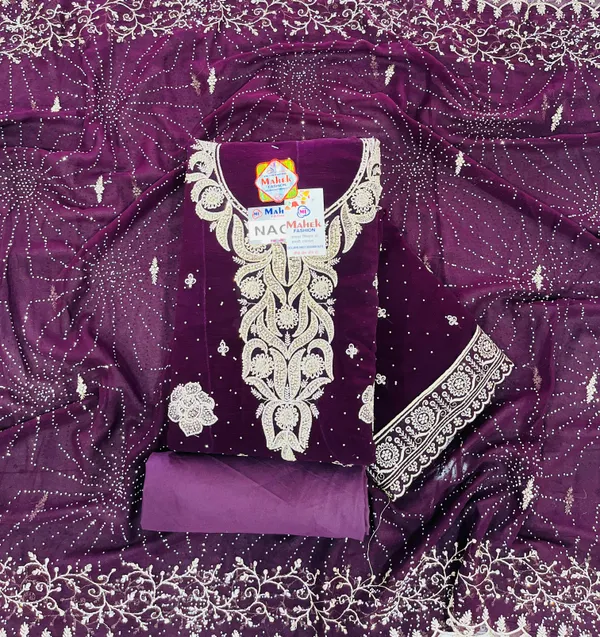 Wine_Georgette_Party_Wear_Traditional_Embroidery_Unstitched_Suit_For_Women