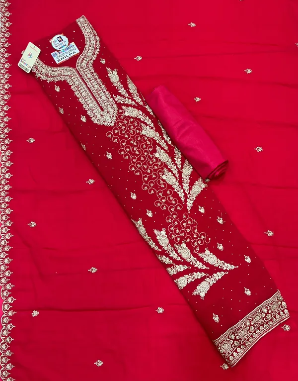Red_Georgette_Party_Wear_Traditional_Embroidery_Unstitched_Suit_For_Women