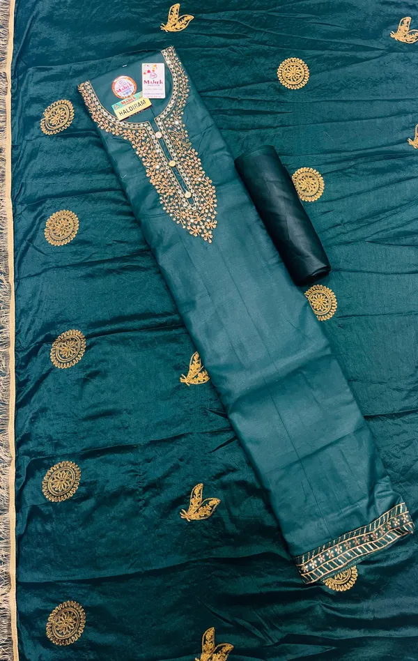 Teal_Cotton_Unstiched__Unstitched_Salwar_Suits_For_Women