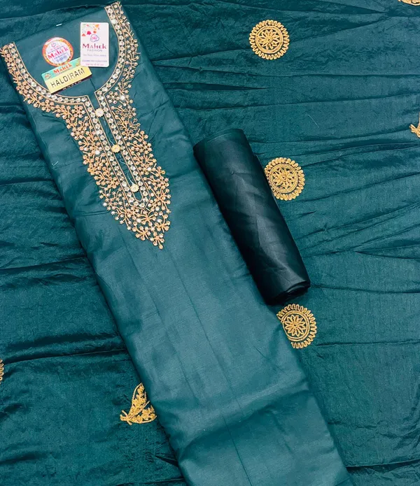 Teal_Cotton_Unstiched__Unstitched_Salwar_Suits_For_Women