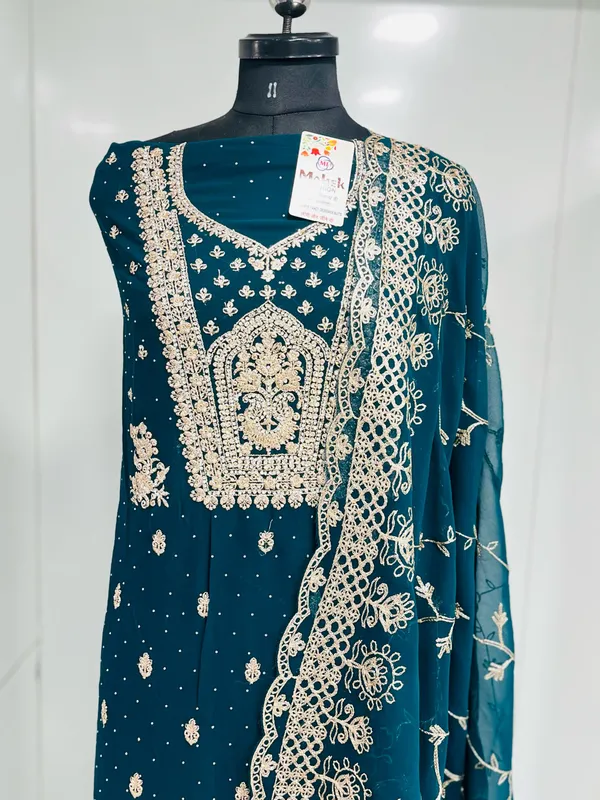 Teal_Georgette_Party_Wear_Traditional_Embroidery_Unstitched_Suit_For_Women