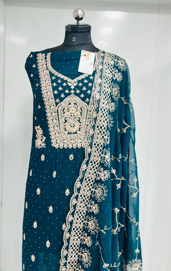 Teal_Georgette_Party_Wear_Traditional_Embroidery_Unstitched_Suit_For_Women
