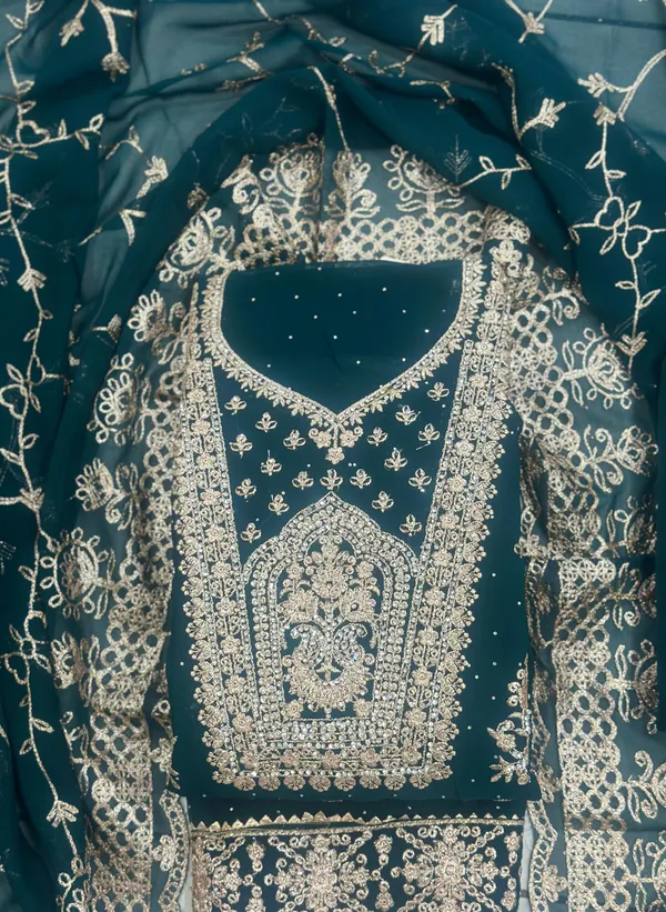 Teal_Georgette_Party_Wear_Traditional_Embroidery_Unstitched_Suit_For_Women