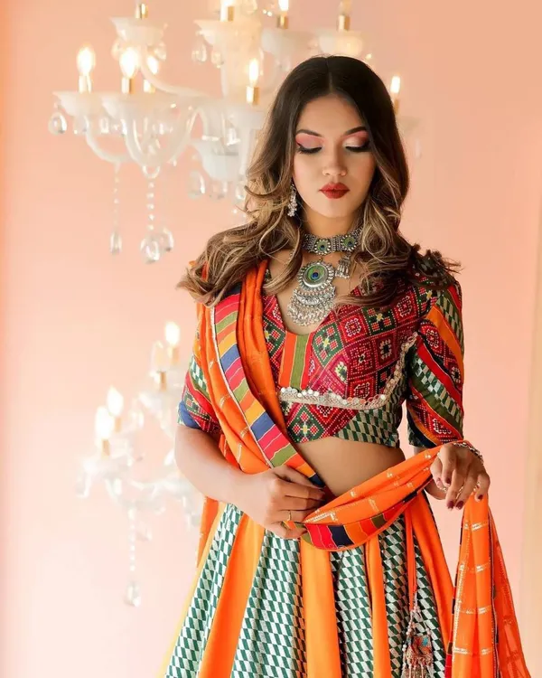 Choli_And_Lehenga_Pure_Dola_Tussar_Silk_Printed_Dola_Silk_Lehenga_Choli_With_Real_Mirror_Work_With_Heavy_Dupatta_For_Women