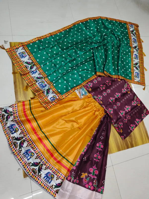 Choli_And_Lehenga_Pure_Dola_Tussar_Silk_Printed_Dola_Silk_Lehenga_Choli_With_Real_Mirror_Work_With_Heavy_Dupatta_For_Women