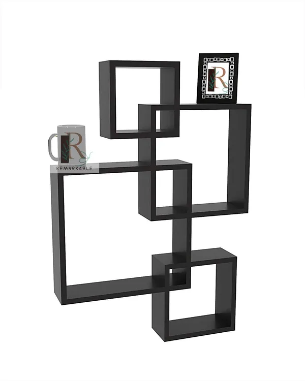 Pack_Of_4_Black_Wooden_Floating_Wall_Shelves