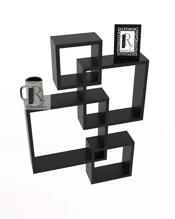 Pack_Of_4_Black_Wooden_Floating_Wall_Shelves