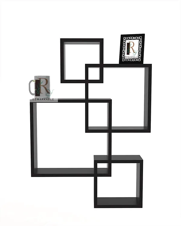 Pack_Of_4_Black_Wooden_Floating_Wall_Shelves