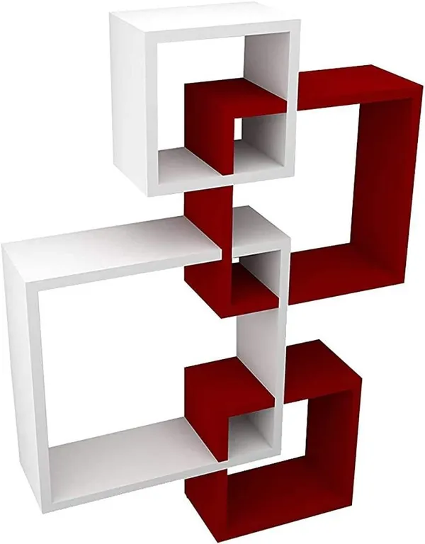 Pack_Of_4_White_&_Red_Wooden_Floating_Wall_Shelves
