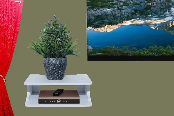 White_Setup_Box_Stand/Set_Top_Box_Stand_Wall_Mount_For_Home_Wall_Shelf_For_Holding_Speakers_Wifi_Router_Game_Console_Remote_Streaming_Device