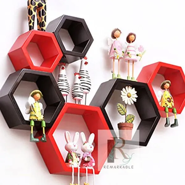 Pack_Of_6_Red_&_Black_Wooden_Floating_Wall_Shelves