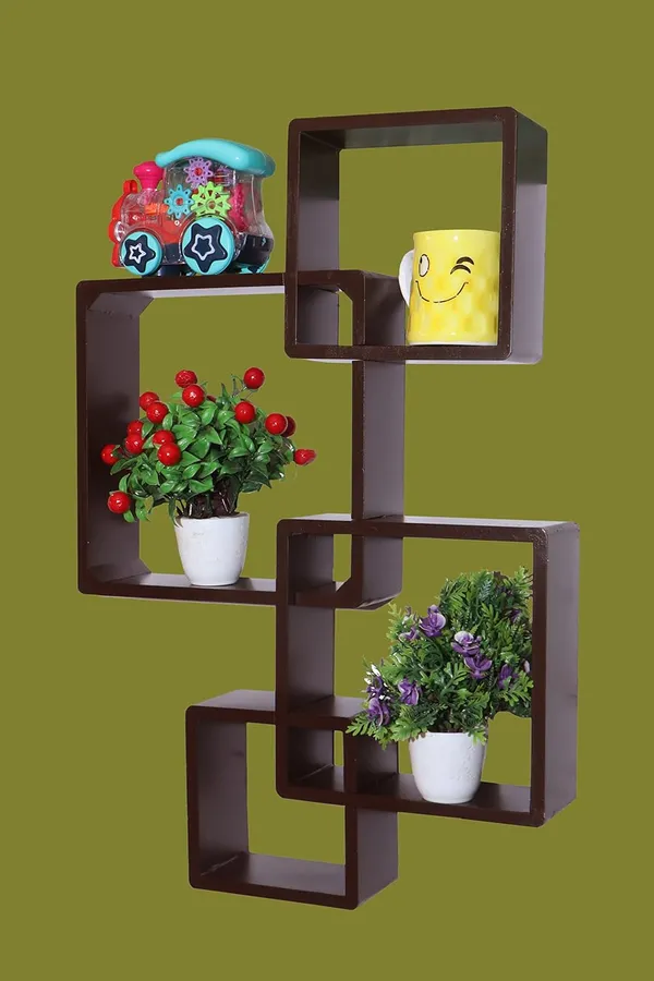 Pack_Of_4_Brown_Wooden_Floating_Wall_Shelves