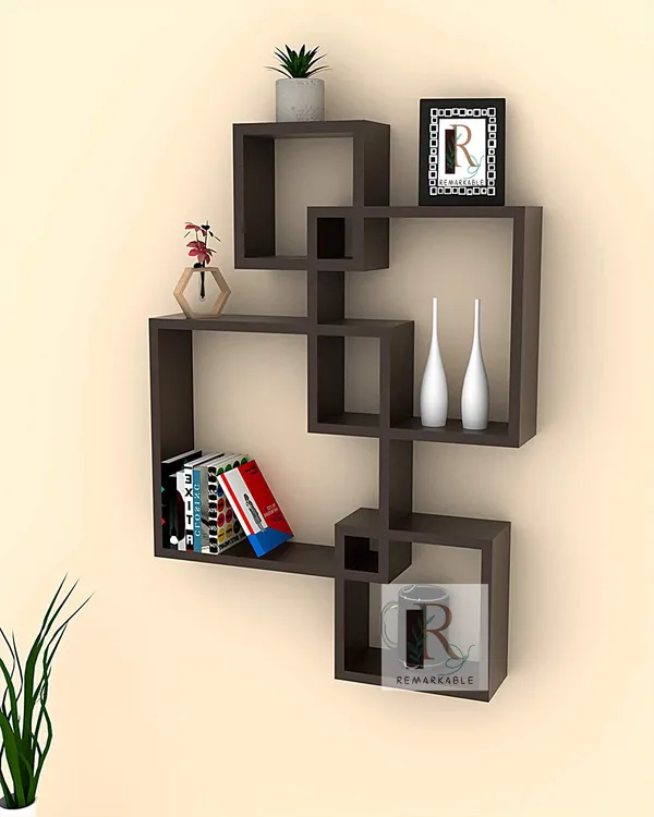 Pack_Of_4_Brown_Wooden_Floating_Wall_Shelves