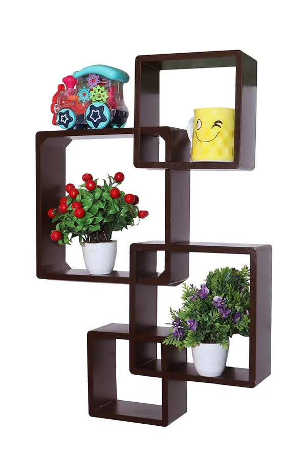 Pack_Of_4_Brown_Wooden_Floating_Wall_Shelves