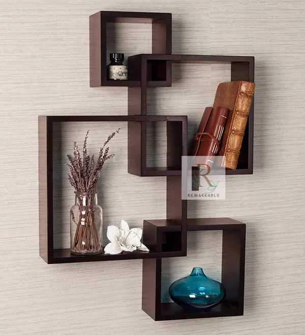 Pack_Of_4_Brown_Wooden_Floating_Wall_Shelves
