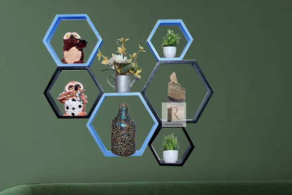 Pack_Of_6_Blue_&_Black_Wooden_Floating_Wall_Shelves