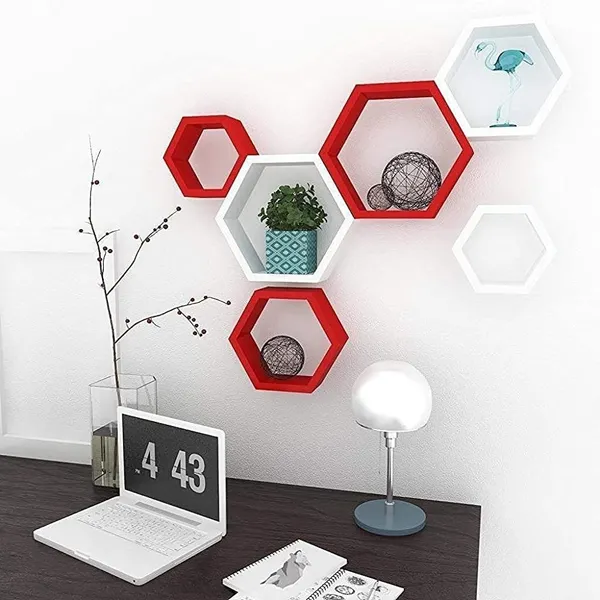 Pack_Of_6_Red_&_White_Wooden_Floating_Wall_Shelves