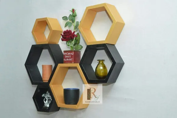 Pack_Of_6_Yellow_&_Black_Wooden_Floating_Wall_Shelves