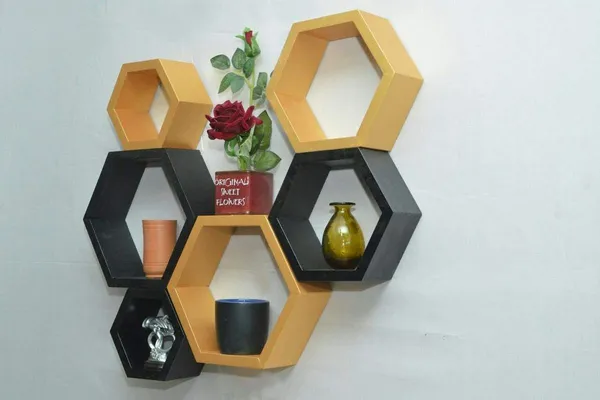 Pack_Of_6_Yellow_&_Black_Wooden_Floating_Wall_Shelves