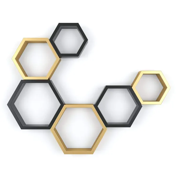 Pack_Of_6_Yellow_&_Black_Wooden_Floating_Wall_Shelves