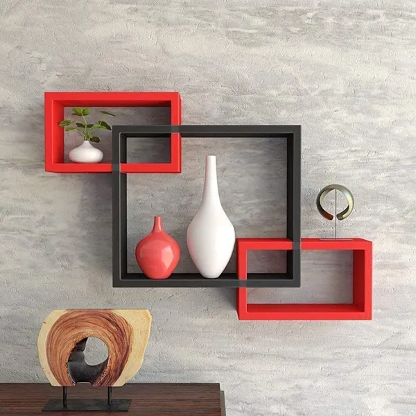 Pack_Of_3_Red_And_Black_Wooden_Floating_Wall_Shelves