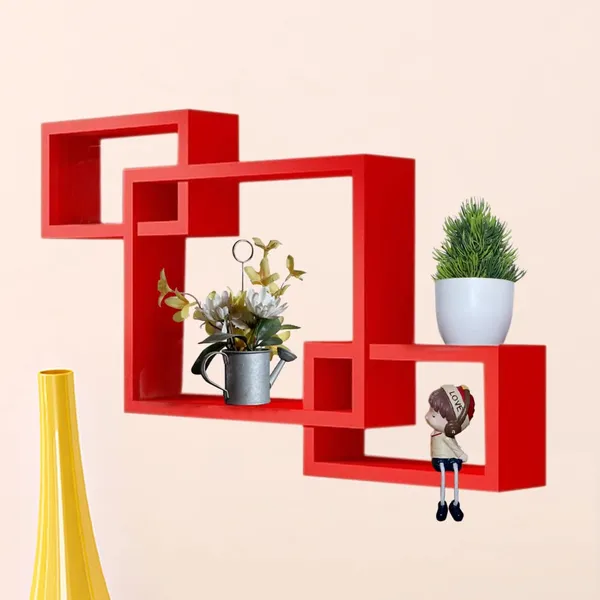 Pack_Of_3_Red_Wooden_Floating_Wall_Shelves