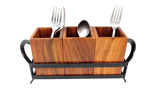 Brown_Remakeble_Wood_And_Wrought_Iron_Spoon_Cutlery_Holder,_Multipurpose_Stand,_Table_Organizer_With_3_Wooden_Jar_Wooden_Cutlery_Holder_For_Kitchen