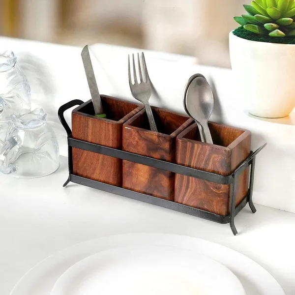Brown_Remakeble_Wood_And_Wrought_Iron_Spoon_Cutlery_Holder,_Multipurpose_Stand,_Table_Organizer_With_3_Wooden_Jar_Wooden_Cutlery_Holder_For_Kitchen
