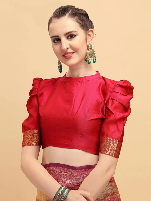 Green_Red_Jacquard_Border_Saree_Soft_Lichi_Silk_Cloth_The_Saree_And_Explore_Of_Collection_Beautiful_Designed_Saree_With_Unstitched_Blouse_Piece_For_Women
