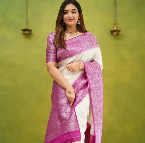 Multi_Colour_Kanajivram_Soft_Silk_Indian_Wear_Saree_With_Unstitching_Blouse_Piece_For_Women
