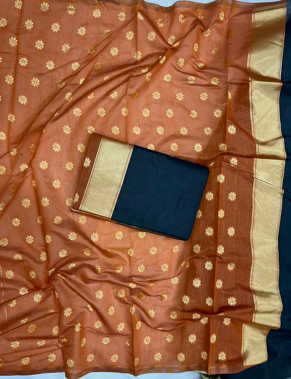 Multi_Colour_Kanjivaram_Soft_Cotton_Linen_Silk_Saree_With_Unstitched_Blouse_Piece_For_Women