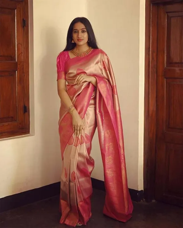 Pink_Woven_Banarasi_Soft_Lichi_Silk_Saree_With_Unstitched_Blouse_Piece_For_Women