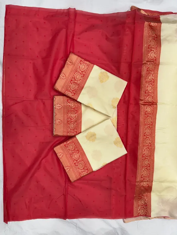 Multi_Colour_Woven_Design_Soft_Lichi_Silk_Saree_With_Unstitched_Blouse_Piece_For_Women