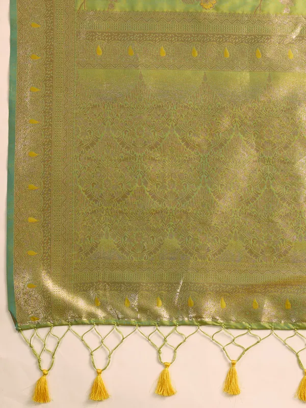Mehendi_Green_Banarasi_Silk_Saree_with_Golden_Zari_Weaving