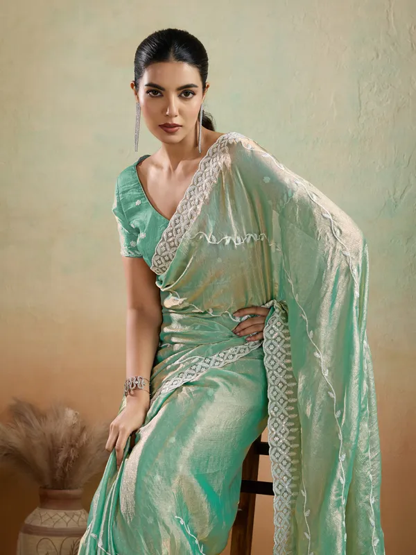 Mint_Green_Velvet_Chiffon_Saree_with_Sequins_&_Thread_Embroidery