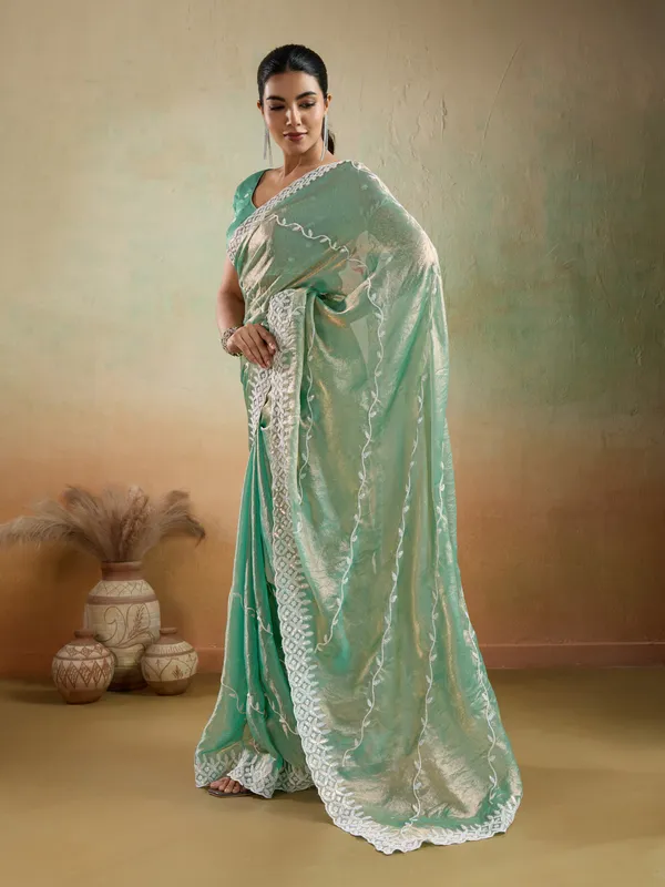 Mint_Green_Velvet_Chiffon_Saree_with_Sequins_&_Thread_Embroidery