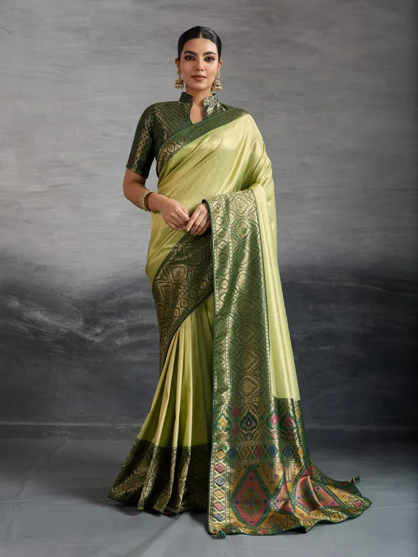 Celestial_Lime_Green_Temple_Zari_Silk_Saree_–_Premium_Banarasi_Weave