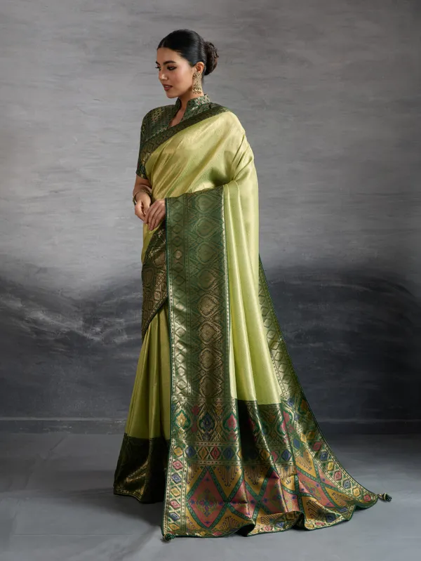 Celestial_Lime_Green_Temple_Zari_Silk_Saree_–_Premium_Banarasi_Weave