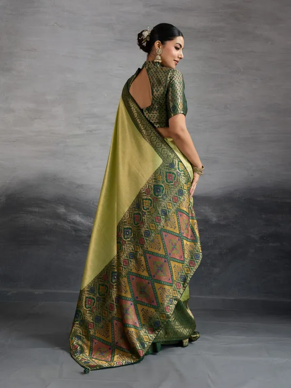 Celestial_Lime_Green_Temple_Zari_Silk_Saree_–_Premium_Banarasi_Weave
