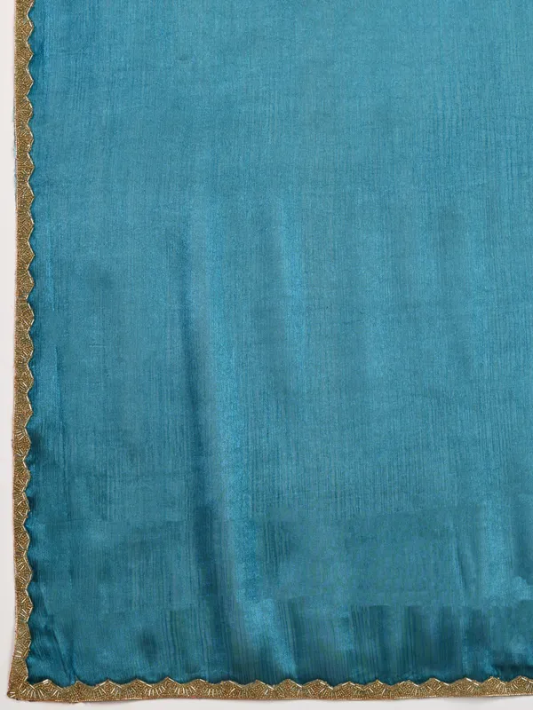 Teal_Blue_Burberry_Chiffon_Saree_With_Beads_&_Cutdana_Lace_Detailing_For_Women