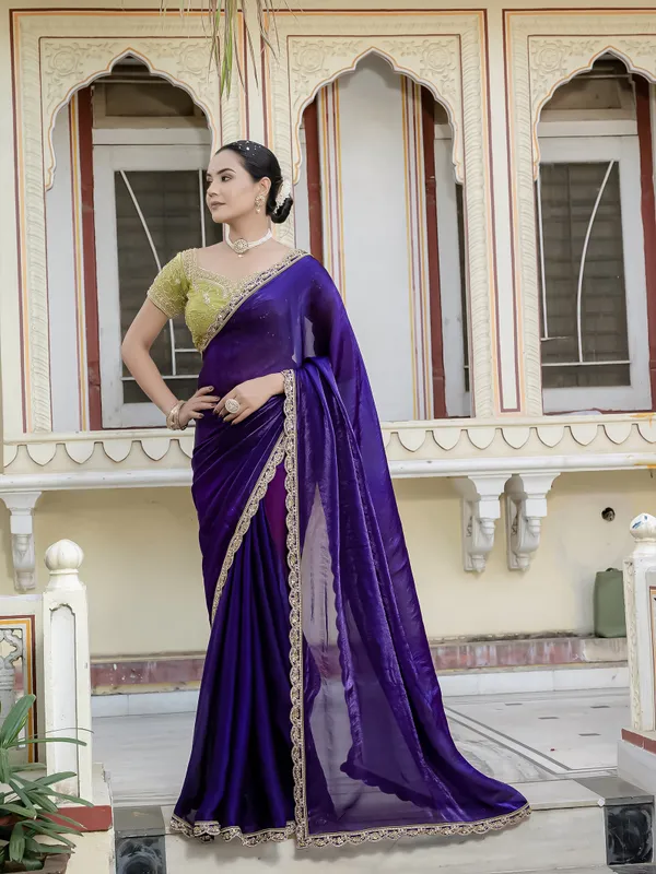 Deep_Purple_Velvet_Satin_Saree_For_Women