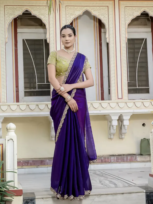 Deep_Purple_Velvet_Satin_Saree_For_Women