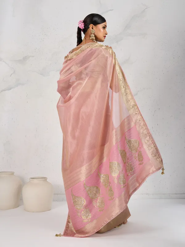 Blush_Pink_Tissue_Linen_Saree_With_Handcrafted_Zardosi_Pallu_&_Embellished_Border_For_Women