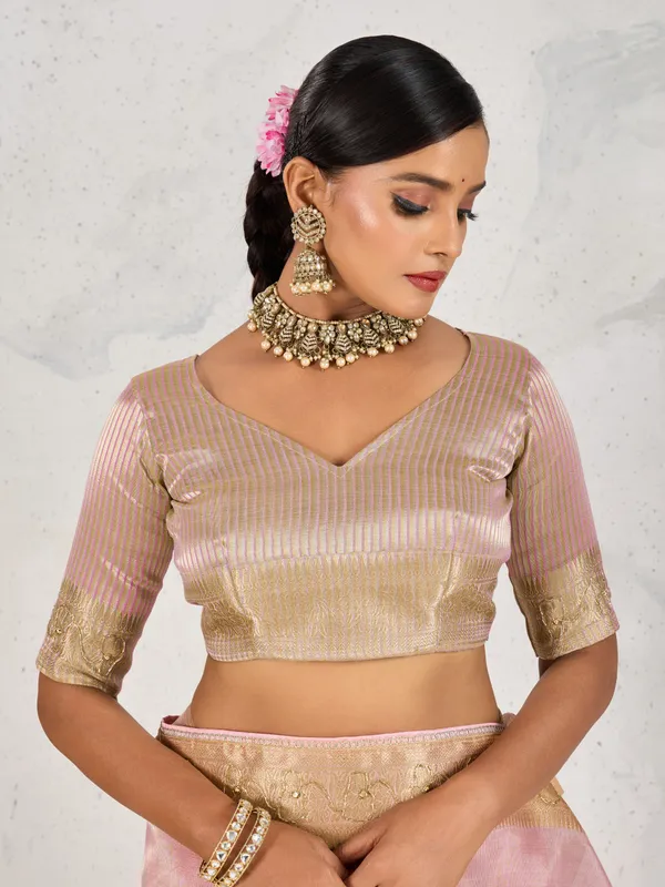 Blush_Pink_Tissue_Linen_Saree_With_Handcrafted_Zardosi_Pallu_&_Embellished_Border_For_Women